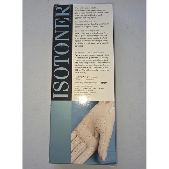 Isotoner Classic Unlined Gloves Tan Beige Leather Trim Spandex Vintage 332651 S - Picture 2 of 2